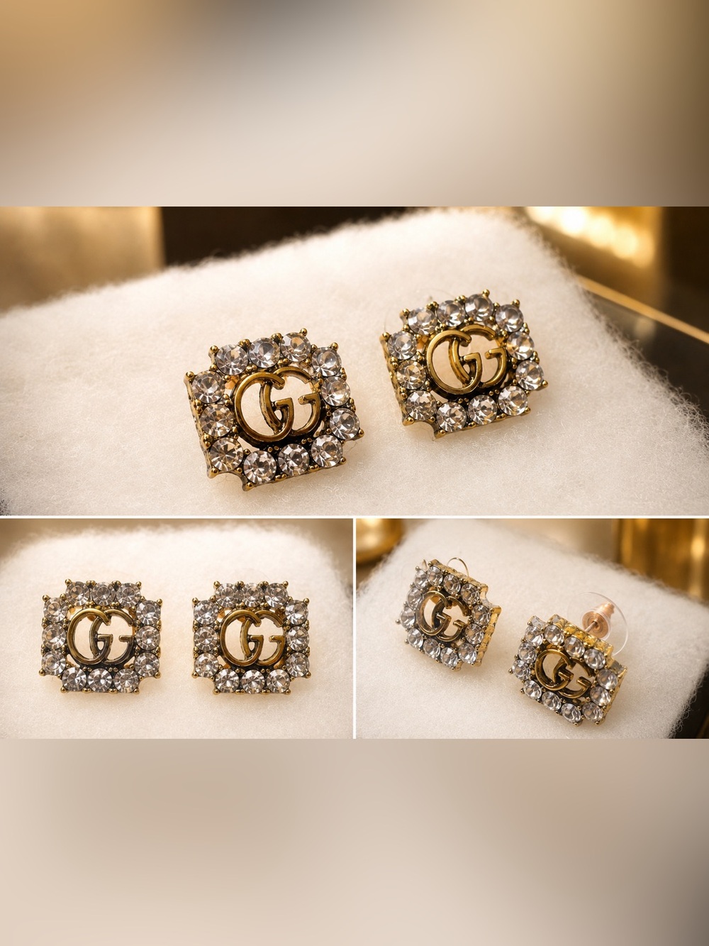 GG hallow diamond earrings